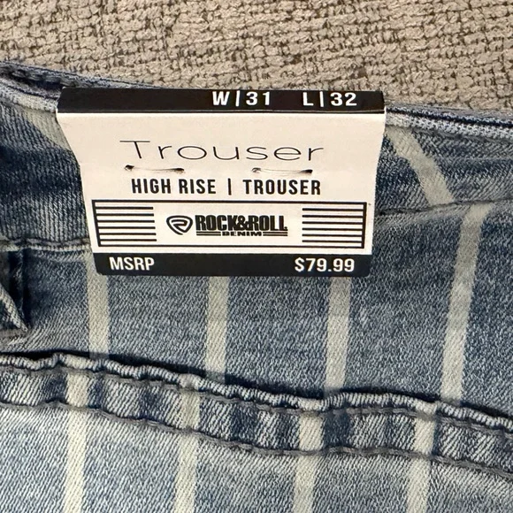 Rock & Roll Denim Blue Striped Trouser Jeans - Picture 5 of 6